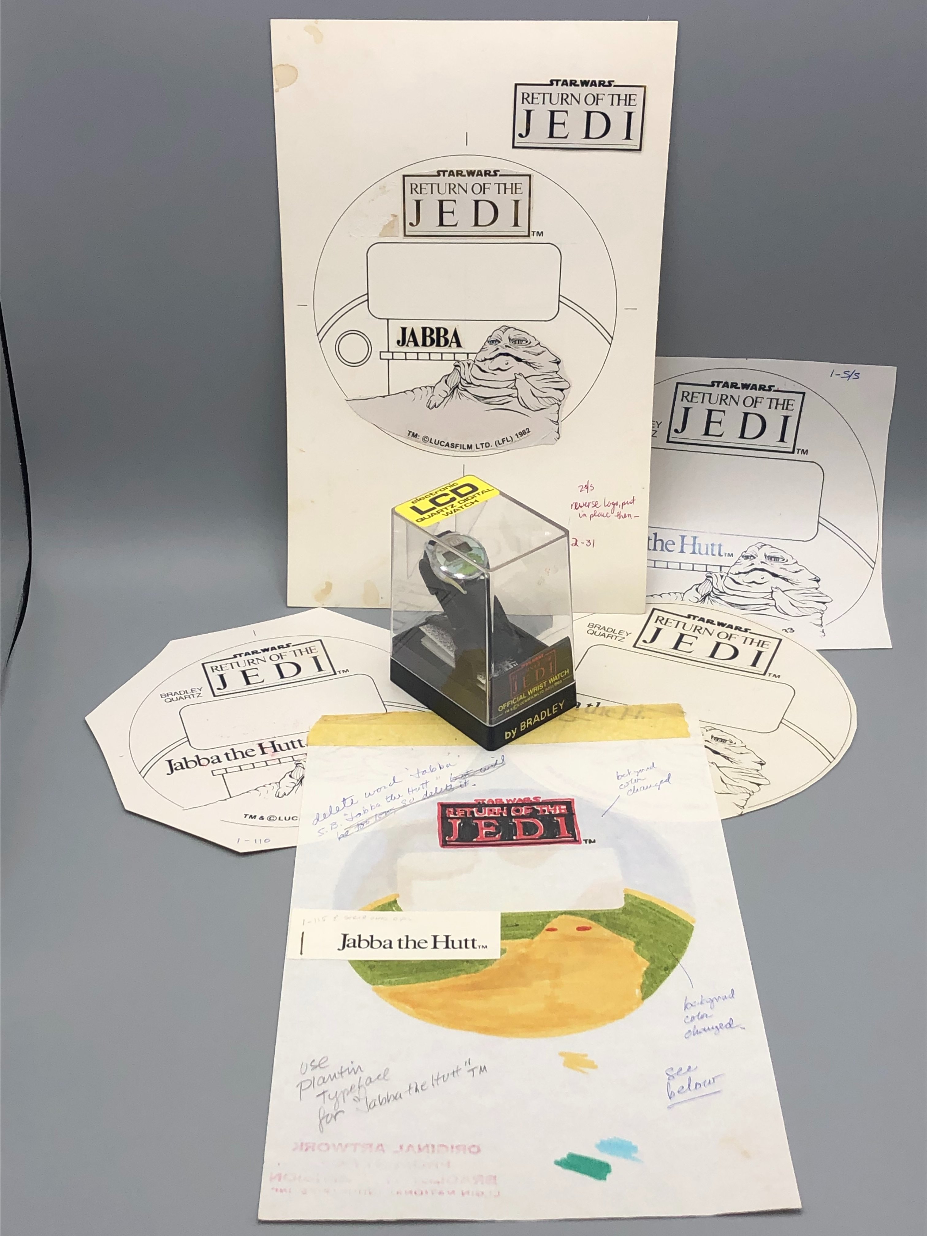 Jabba - Bradley Time LCD Watch 2D preproduction run original art mock-up (1).JPG